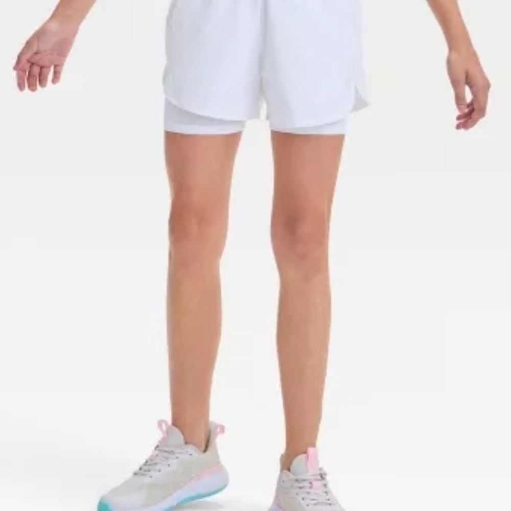 Girls White Athletic Shorts